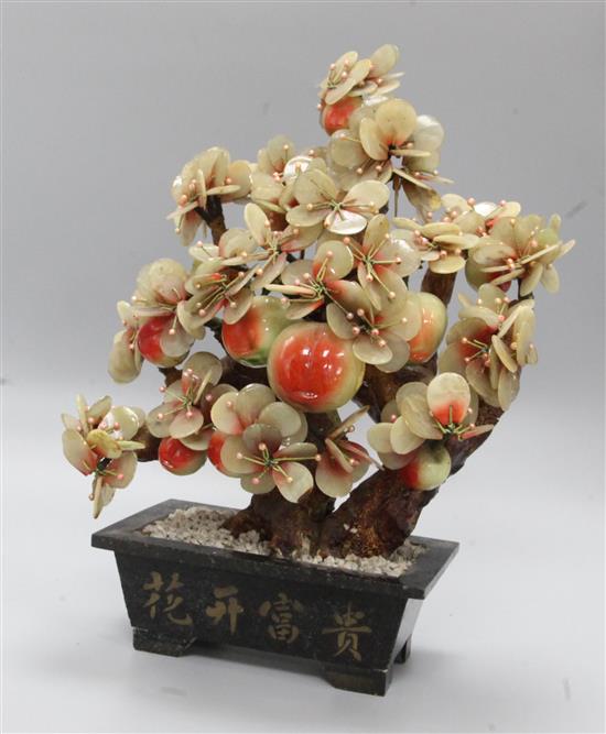 A Chinese soapstone model of a tree, height 42cm